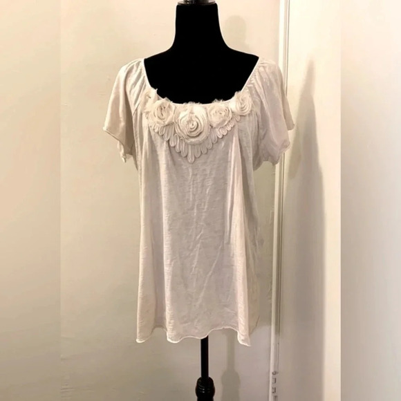 PERUVIAN‎ CONNECTION Floral Top in Ivory